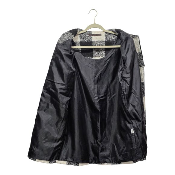 Hazelhazel Black White Buffalo Check Plaid Coat Cardigan Jacket Textured Knit, M - Picture 8 of 11
